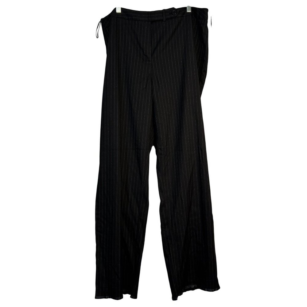 Anne Klein Womens Size 16W  Pinstripe Dress Pants  Ruffle Trim at Hem